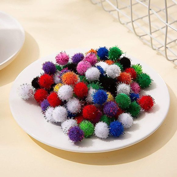 40Pcs Pompoms Glitter Sparkle Balls,10 Assorted Color Tinsel Sparkle Balls - Picture 2 of 3
